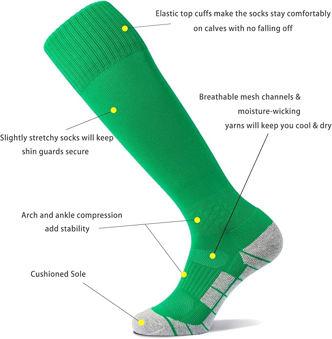 CWVLC Soccer Socks (1/3/5 pairs) Team Sport Knee High Socks for Adult Youth Kids