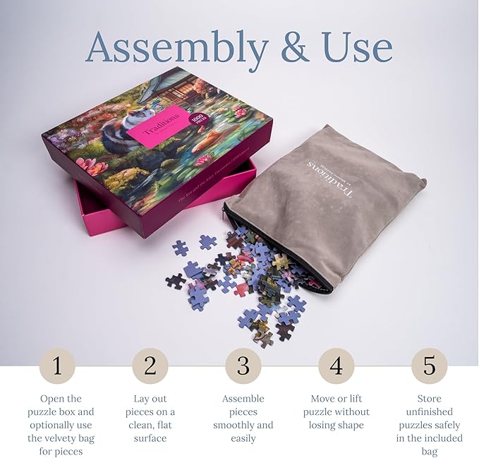 MOSAIC PUZZLES The Koi and The Kitty Encounter Puzzles for Adults - Premium Jigsaw Puzzles, 1000 Pieces
