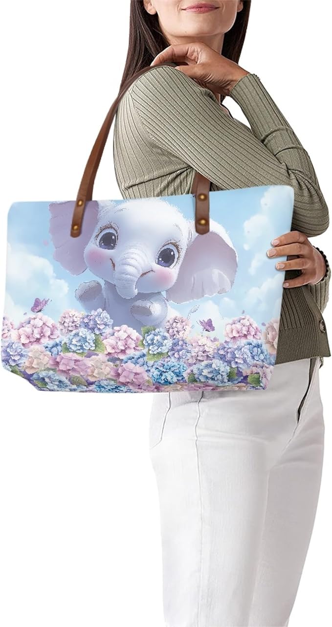 Womens Zip Up Tote Handbag Daisy Print Large Capacity Tote Purse Handbag Big Tote Bag Purse For Work Laptop