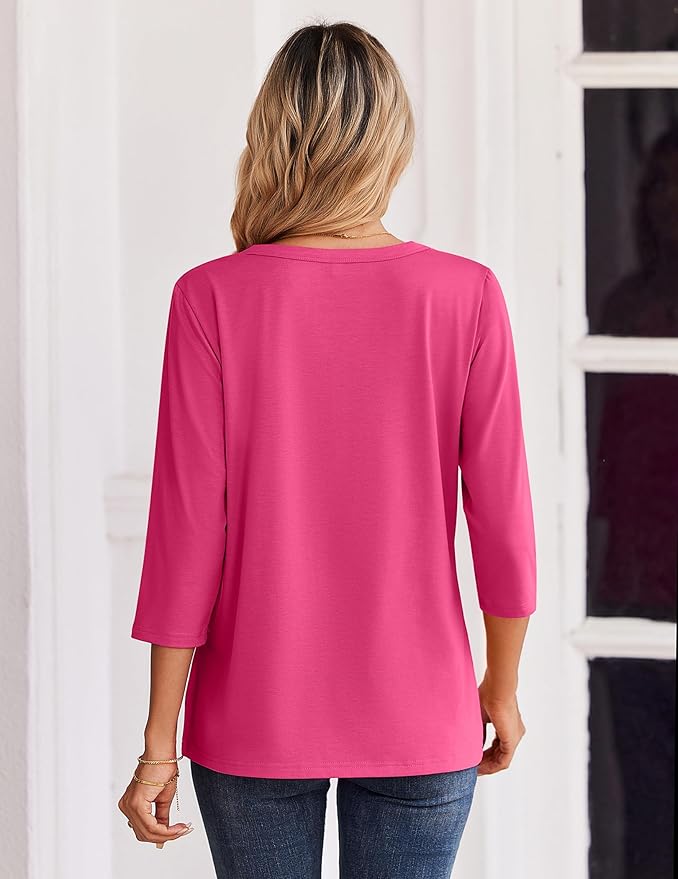 Zeagoo 3/4 Length Sleeve Womens Tops Casual Dressy Summer Blouses Buisness Work Spring Tee Shirts