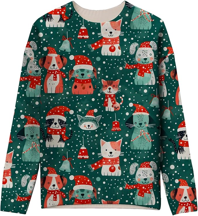 LIZALIG Women's Fall Christmas Snowman Sweater Long Sleeve Crewneck Pullover Festive Holiday Winter Outfit for Parties
