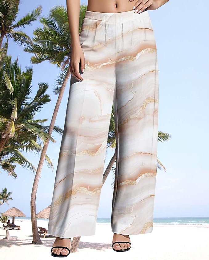 Womens Boho Pants Casual Oversize High Waisted Wide Leg Trousers Pattern Printed Ourdoors Pant for 2025 Summer