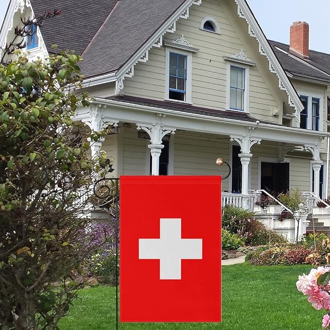 Switzerland Flag Swiss Flag, Small Swiss Garden Flags for Yard Patio Porch Independence Day Patriotic Festival Outdoor Decorations