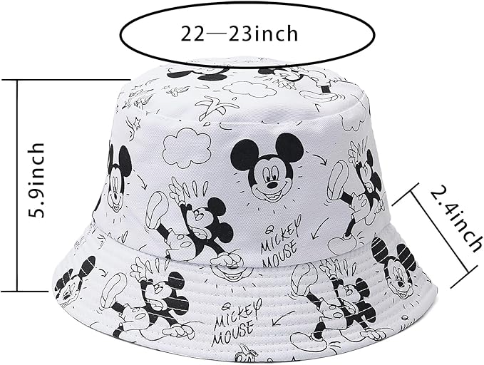 Cute Cartoon Bucket Hats for Women, Mouse Ears Print Double-Side-Wear Beach Fisherman Hats Sun Hats for Women
