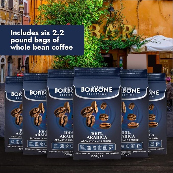 Caffè Borbone Whole Bean Coffee, 100% Arabica, Medium Espresso Roast - Freshly Roasted and Packaged in Italy - 2.2 Pound (Pack of 6)