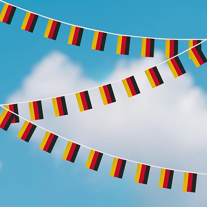 Yamiuo 100 Feet Germany String Flag, 76 Pcs German Banner Flag, Small Mini World Banner Flags for Sports Events, Bars Decorations, School Festivals, Party Decorations, Celebrations (Germany)