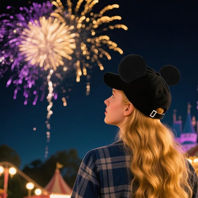 4Pcs Magnetic Mouse Ears for Hats – 3.5" Black Plush Magnetic Ears for Baseball Caps, Trucker Hats, Hoodies – Detachable Hat Accessories for Theme Parks, Halloween, Christmas, Birthday Parties