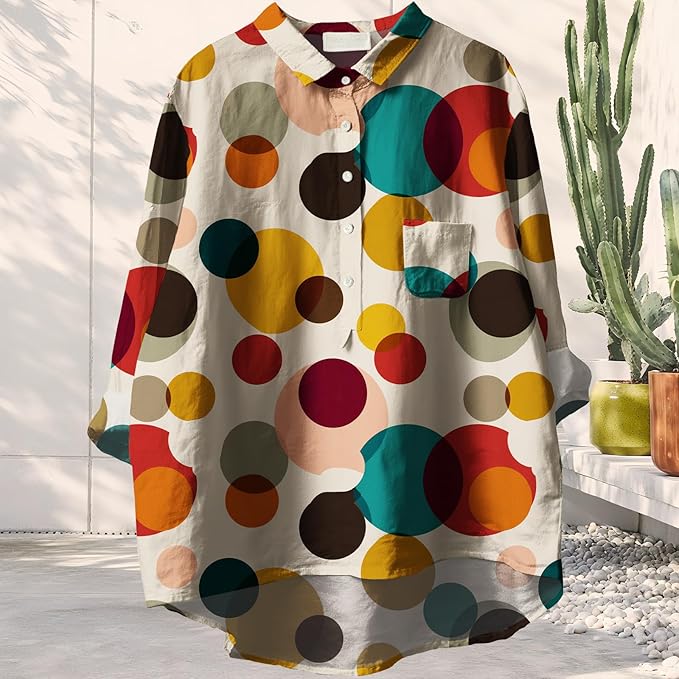 Women Funny Graphic Long Sleeve Floral Blouses Plus Size Button Shirts Casual Cute Vneck Fall Tunic Tops Trendy