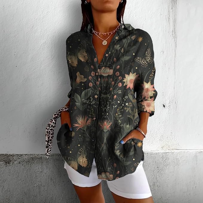 Fashion Summer Shirts Oversized V Neck Basic Vintage Floral Graphic Dressy Button Down Stylish Hawaiian Holiday Outfits