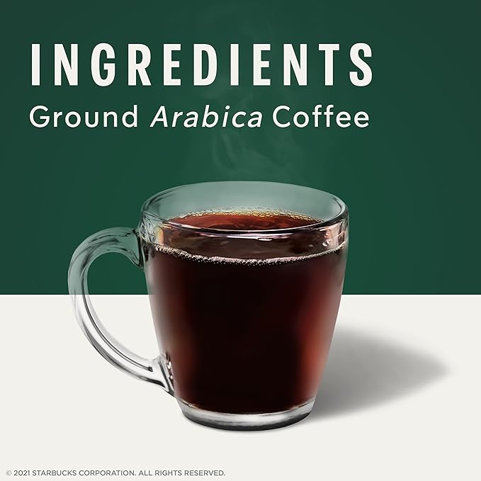 Starbucks Ground Coffee, Dark Roast Hot or Iced Coffee, Espresso Roast, Six 18 oz Bags