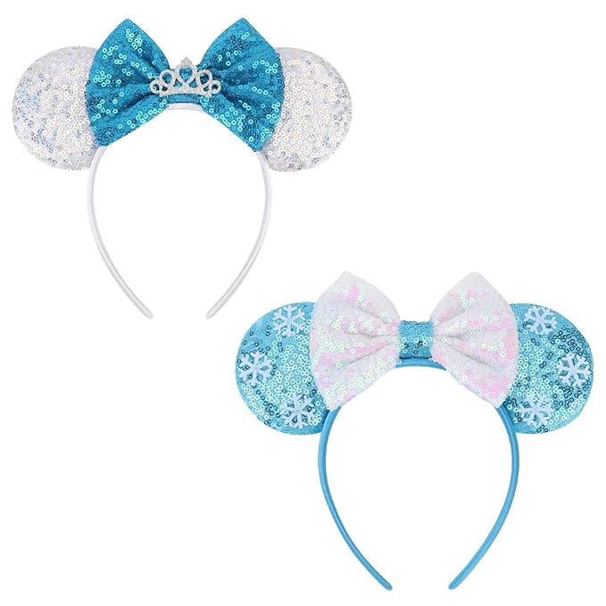 DRESHOW Mouse Ears Bow Headbands Glitter Party Decoration Cosplay Costume for Women