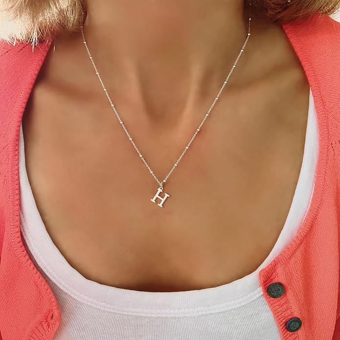 MDIEEL Initial Necklaces for Women Dainty 14k Gold Plated A-Z Letter Pendant Name Necklaces Cute Charm Choker Fashion Accessories Non Tarnish Trendy Jewelry Gift