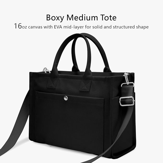 TOPDesign Heavy-Duty Canvas Tote Bag for Women, Adjustable Crossbody/Shoulder Handbag with 9 Pockets, Everything Tote