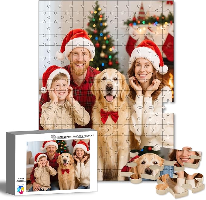 Custom Puzzle from Photos, Personalized Photo Puzzle 200/300/500/1000/1500 Pieces with Picture and Text, Personalized Gifts for Couple Family Wedding Kids Pet (200 PCS-Vertical)