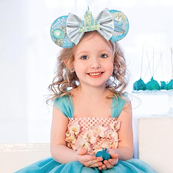 HAMUTH Mouse Ear Headband, Sequin Bow Headband for Women Girls Adult, Princess Decorations for Party Trip Parks Cosplay Costume Essentials