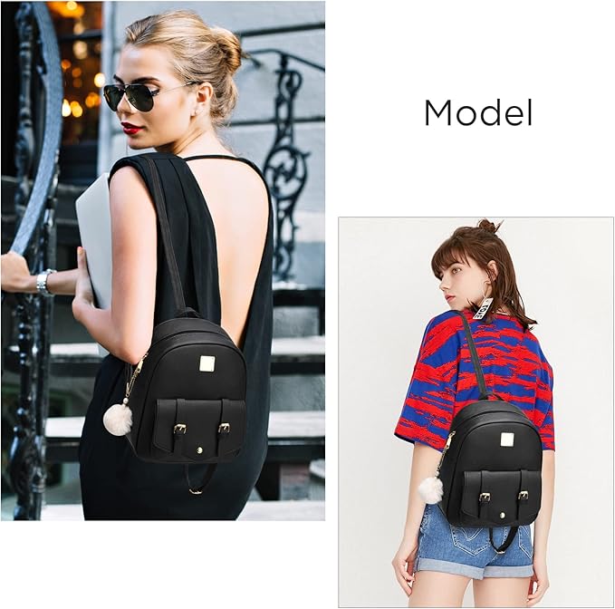 I IHAYNER Mini Backpack Purse for Teen Girls 3-PCS Fashion Backpack Cute Travel Daypacks Women Pompom Backpack Shoulder Bag
