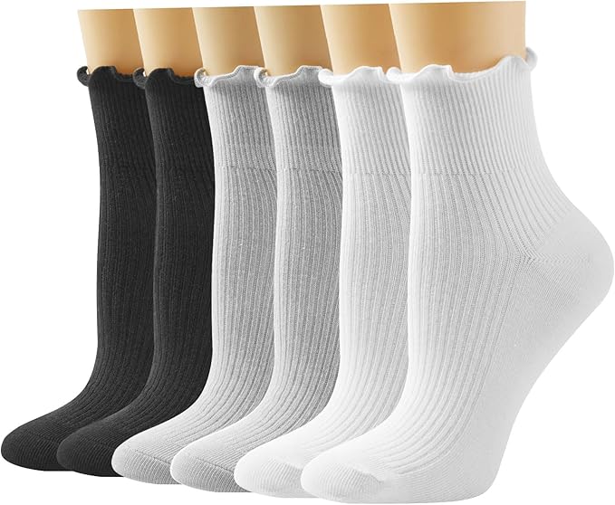 Fall Socks for Women,Halloween Socks for Ruffle Sock Gifts,Frilly Ankle Sock for Maryjane Flats Sneakers