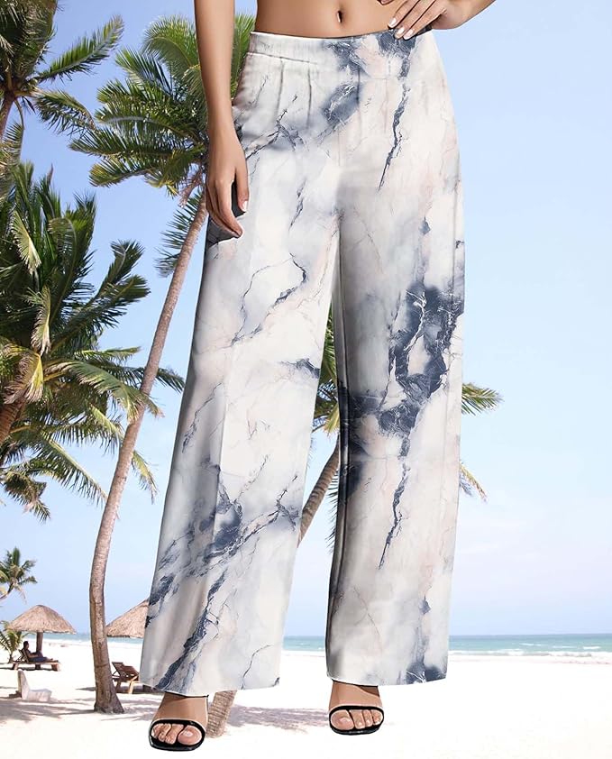 Womens Boho Pants Casual Oversize High Waisted Wide Leg Trousers Pattern Printed Ourdoors Pant for 2025 Summer