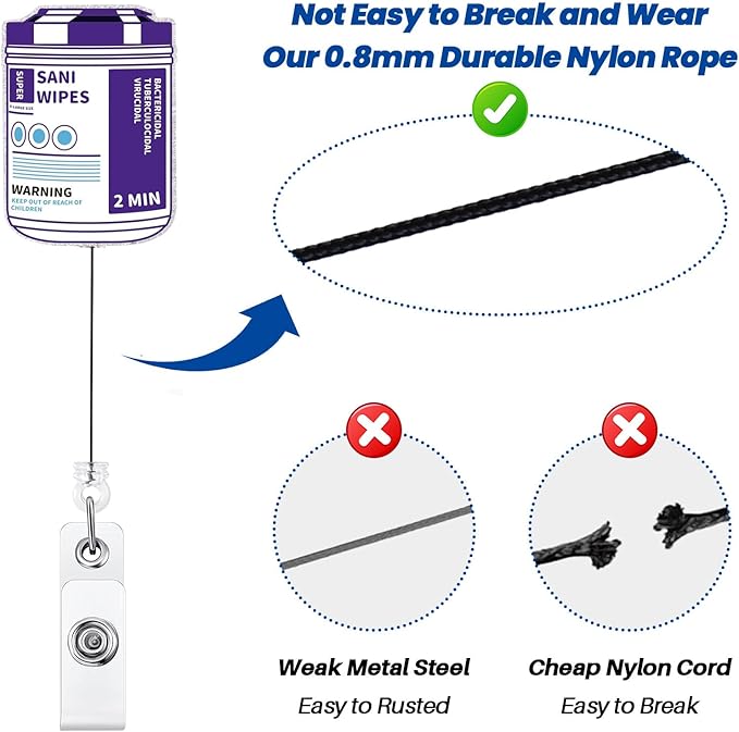 Sani Wipes Funny Badge Reel, Cute Nurse Doctor Work Badge Holder with Retractable Clip, Nursing Student RN CNA LPN MA Medical Worker ID Name Badge Buddy, Fun Healthcare Badge Accessories