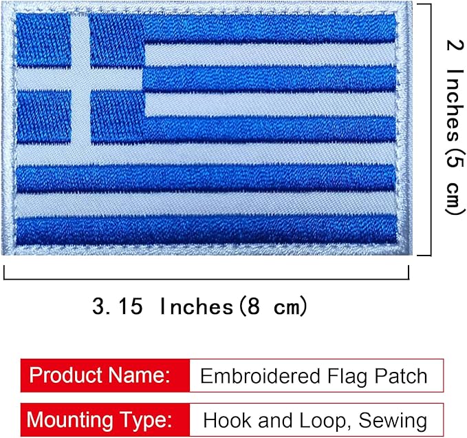 EmWoot 2PCS Greece Flag Patch Embroidered Morale Patch Military Tactical Patches Hook and Loop(Greece 01)