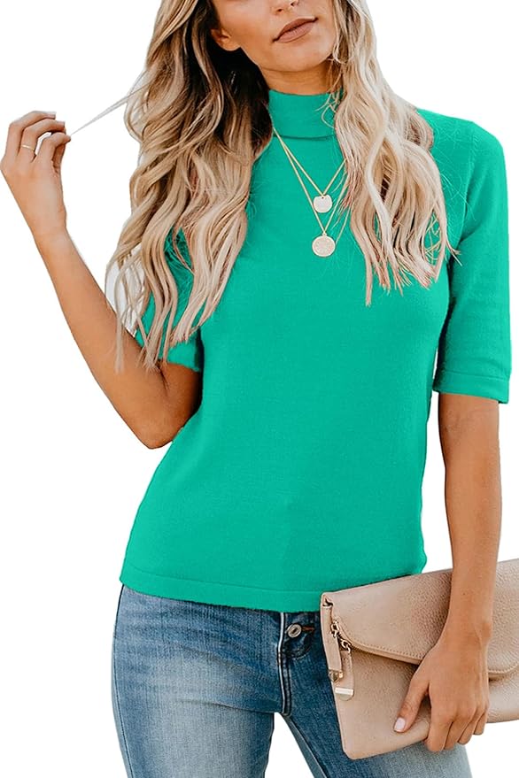 LETSRUNWILD Business Casual Tops for Women Dressy Cute Tops Mock Turtleneck Tshirts Shirts
