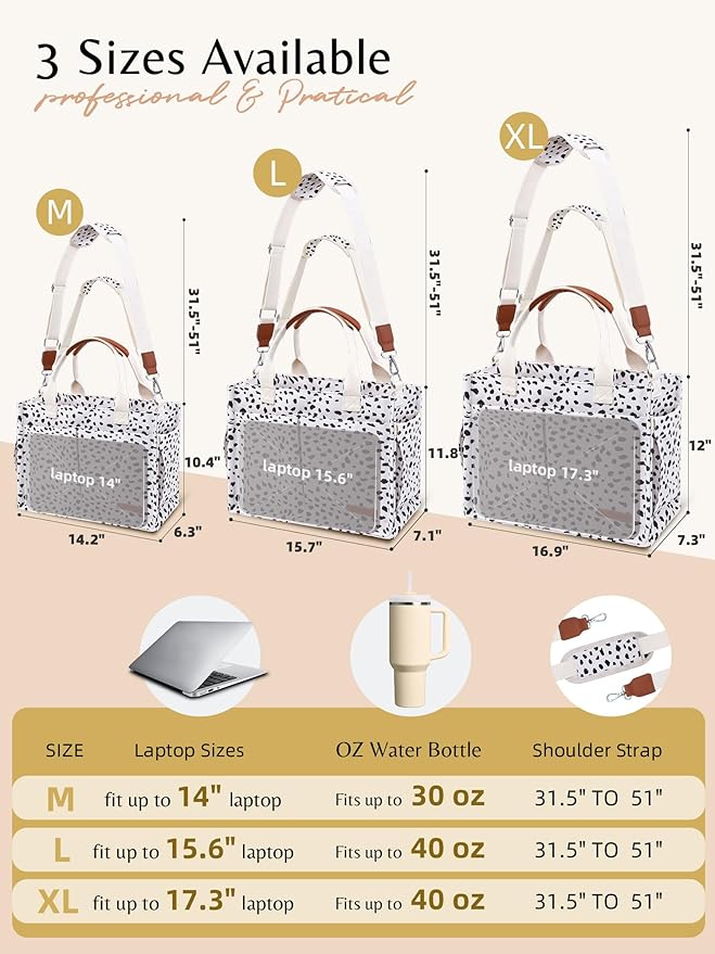 BESBESME Canvas Tote Bag for Women with Zipper & Compartments– Large Work & College Laptop Tote Crossbody Shoulder Bag