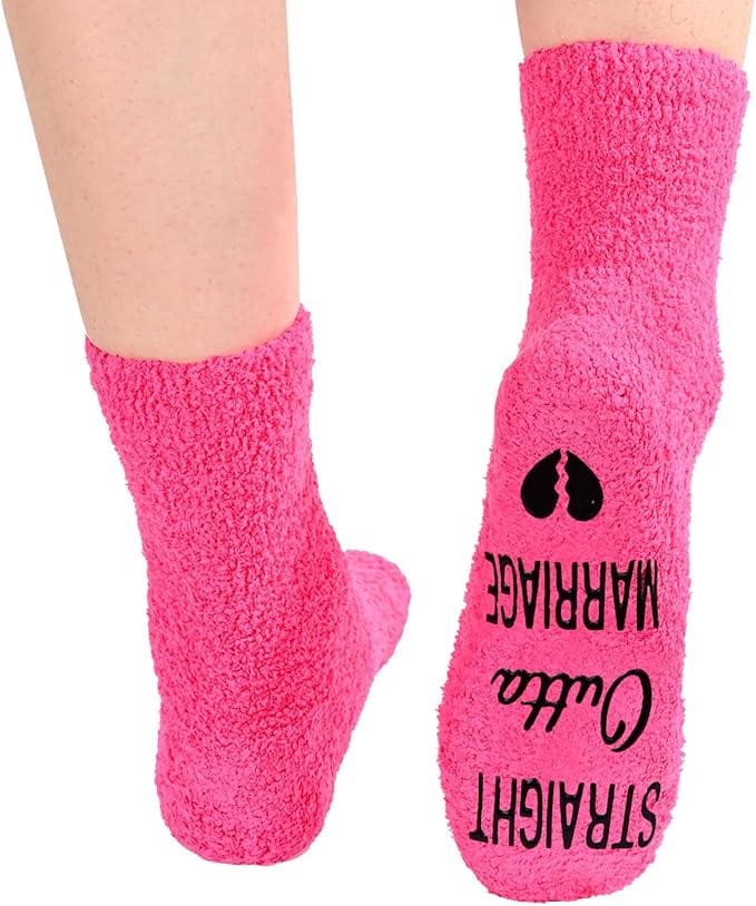 HAPPYPOP Fuzzy Gifts for Women Men - Book K-pop Divorce Inspirational Vegan Scary Film Socks