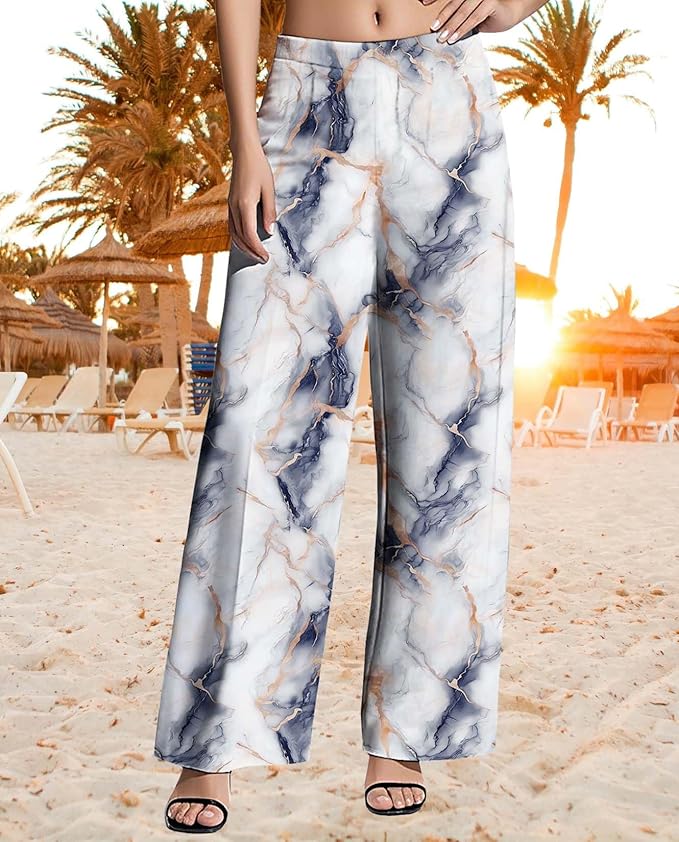 Womens Boho Pants Casual Oversize High Waisted Wide Leg Trousers Pattern Printed Ourdoors Pant for 2025 Summer