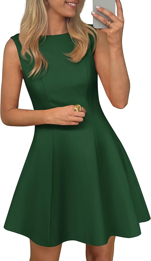 PRETTYGARDEN Summer Dresses for Women 2026 Elegant Sleeveless Boat Neck A Line Spring Formal Cocktail Party Mini Dress