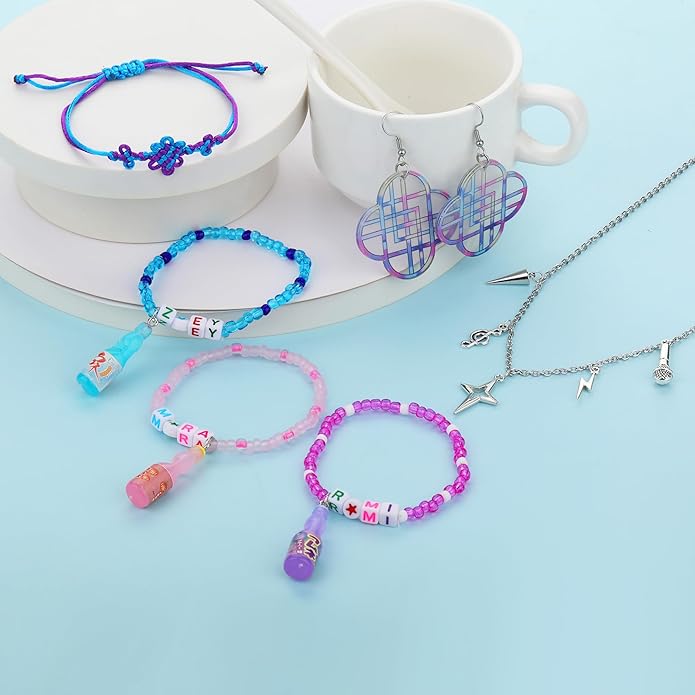 Phrantuchio 6Pcs Kpop Merch Jewelry Knot Friendship Bracelets Earrings Necklace Set Costume Outfit Accessories Gifts