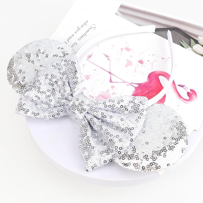 DRESHOW Mouse Ears Bow Headbands Glitter Party Decoration Cosplay Costume for Women