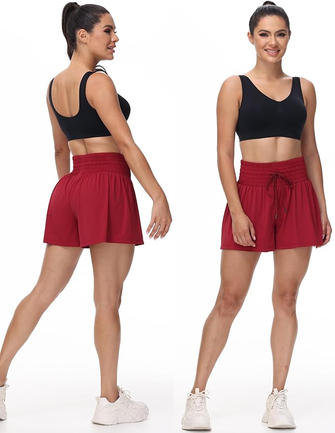 Blaosn Flowy Athletic Shorts for Women Gym Workout Running Short Pants High Waist Skort with Pocket Casual Summer Clothes