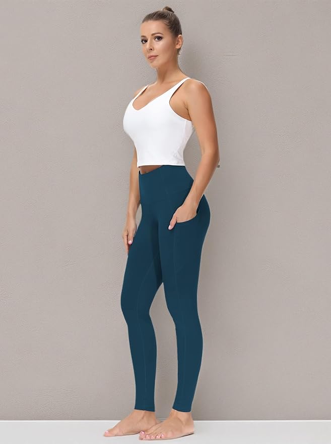 THE GYM PEOPLE Thick High Waist Yoga Pants with Pockets, Tummy Control Workout Running Yoga Leggings for Women