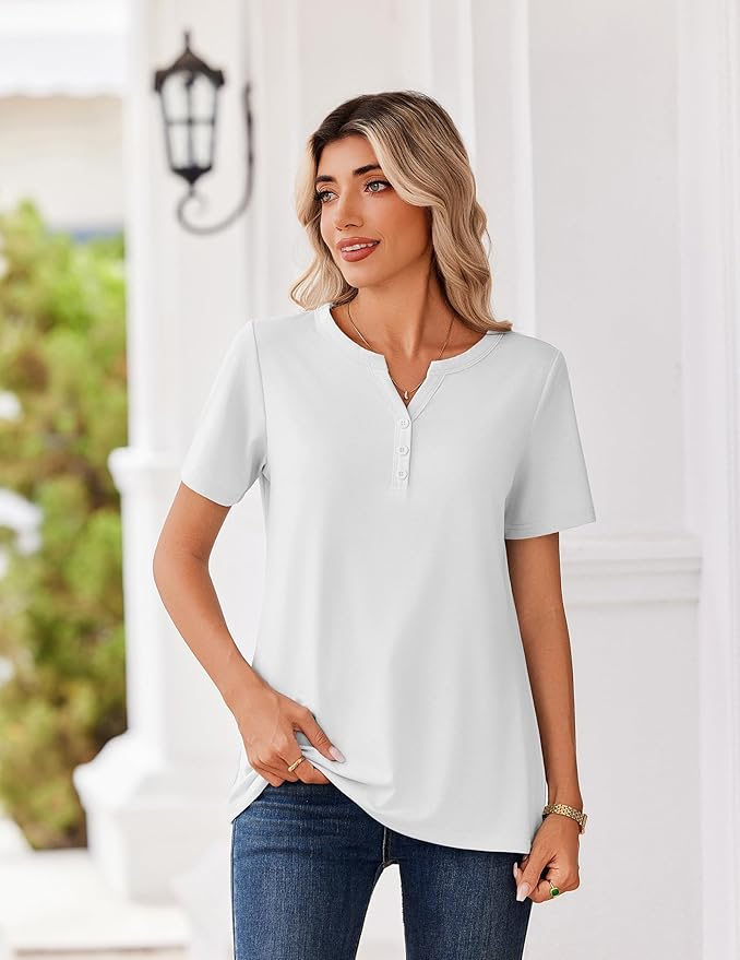 Zeagoo Womens Summer Tops V Neck Short Sleeve Shirts Dressy Casual Blouse Spring Vacation Tshirts Clothes