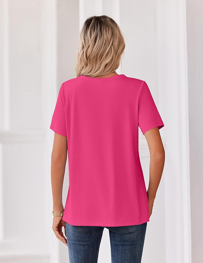 Zeagoo Womens Summer Tops V Neck Short Sleeve Shirts Dressy Casual Blouse Spring Vacation Tshirts Clothes