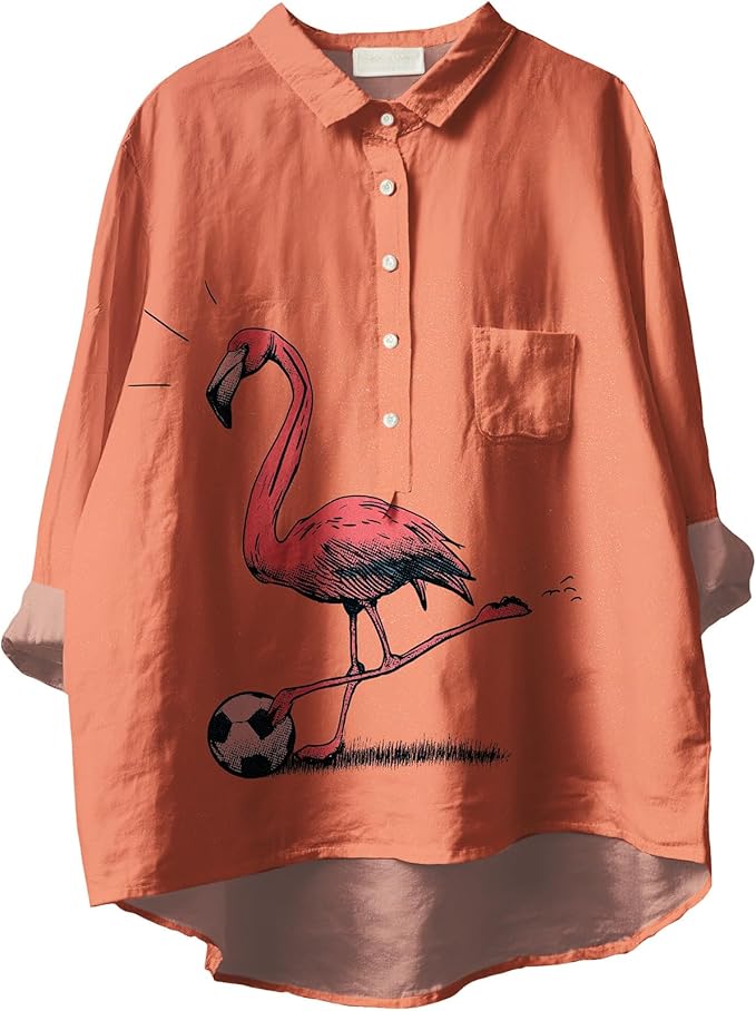 Womens Boho Tops 3/4 Long Sleeve Floral Blouses Hawaii Beach Button Down Shirts V Neck Pullover Casual Tunics