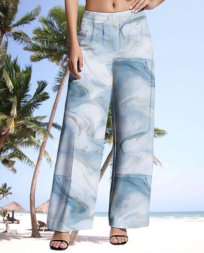 Womens Boho Pants Casual Oversize High Waisted Wide Leg Trousers Pattern Printed Ourdoors Pant for 2025 Summer