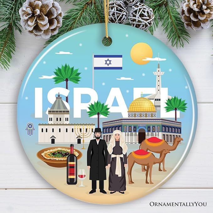 Israel Heritage and Culture Christmas Ornament, Religious Jewish Icons and Star of David