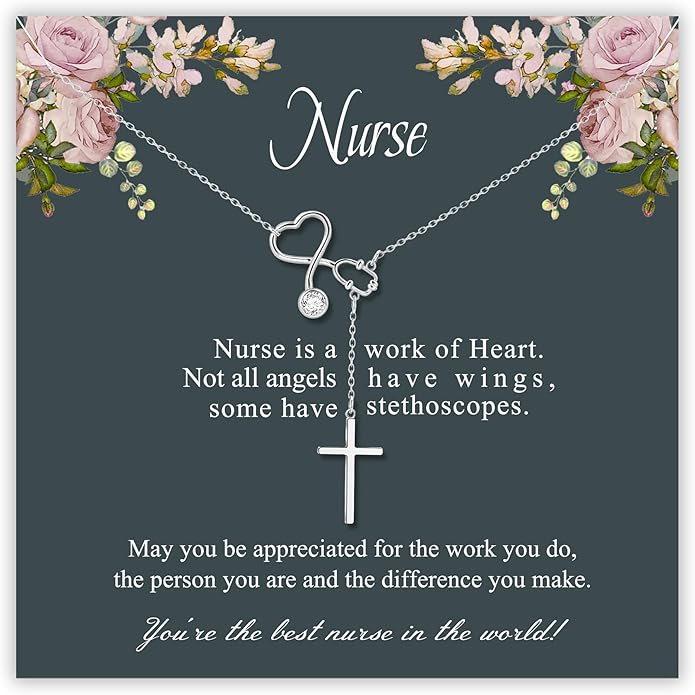 SmileBelle Nurse Gifts for Women, Nurse Necklace as Nursing Appreciation Practitioner Gifts for Nurses Female, Nursing School Stainless Steel Medical Assistant as Accessories for Work Woman New Nurses