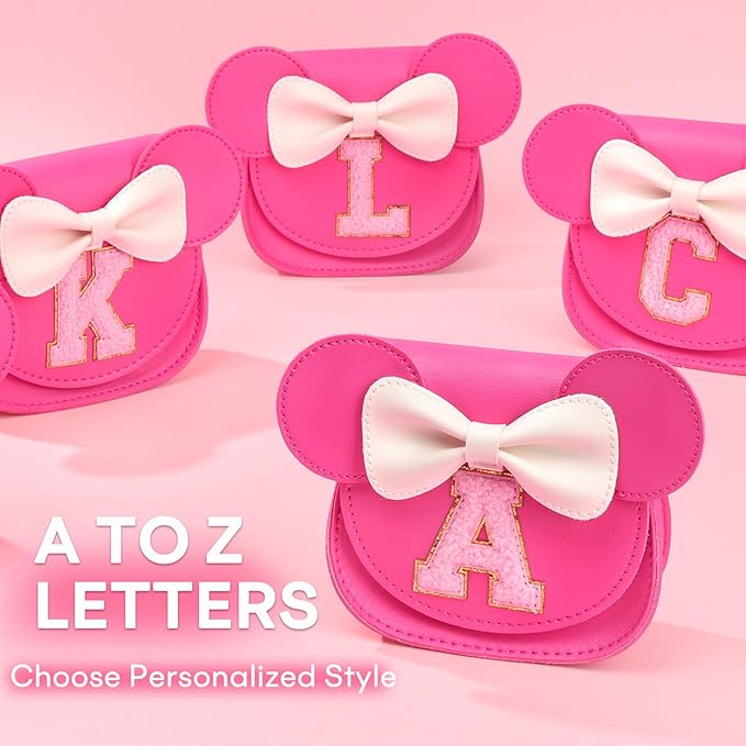 mibasies Toddler Purse Girl Gifts: Girls Birthday Gifts for 3-8 - Toys for Ages 2-4 Girls Mouse Ears Purse, Hot Pink, Letter K
