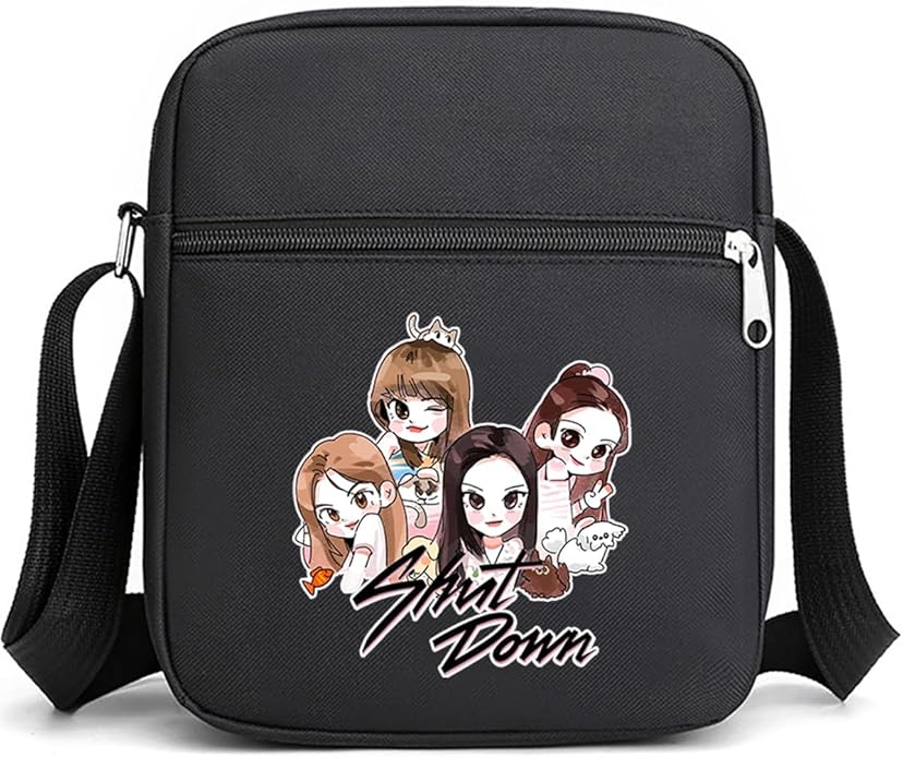 Korean Black K-pop Pink Shut Down Merch Crossbody Bag Handbag for Women
