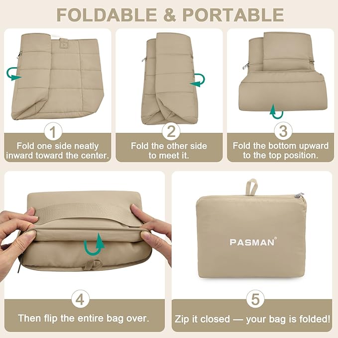 Puffer Bag for Women,Quilted Travel Puffy Tote Bag Fit for Laptop,Nylon Work Bag for Nurse College,Teacher