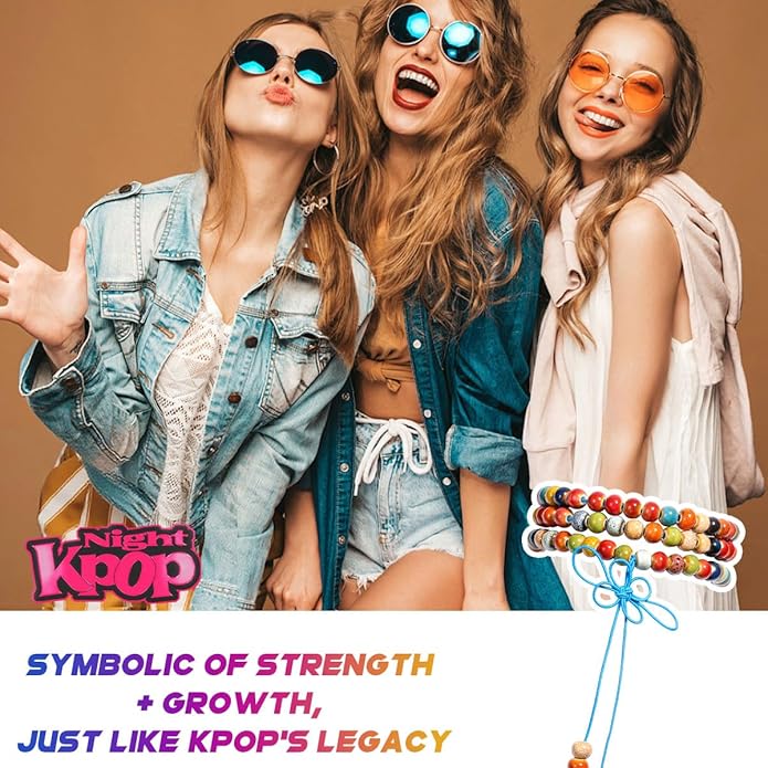 AICase for Korea-Pop Merch Gifts Toys Inspired Bracelets 3 Pcs Stackable Stretch Friendship Beaded Bracelets for Unique Merchandise Jewelry Gifts for Fans Women Men Stocking Stuffers_Crystal
