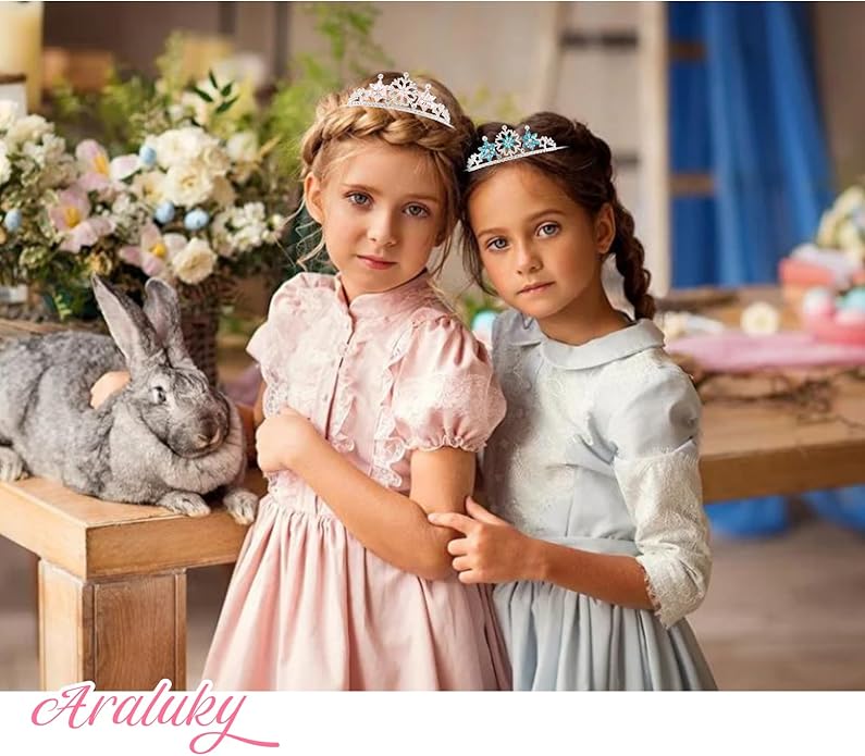 Frozen Elsa Tiaras for Girls Snowflakes Princess Crowns for Girls Sapphire Crystal Tiara and Crown for Women Birthday Girl Crown for Birthday Wedding Pageant Prom Halloween Costume Party