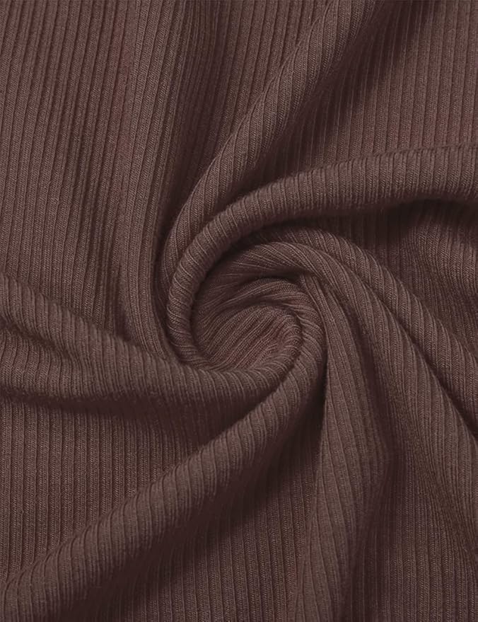 POPZONE Women's Lettuce Trim Mock Neck Long Sleeve Slim Fit Ribbed Knit Tee Shirt Tops