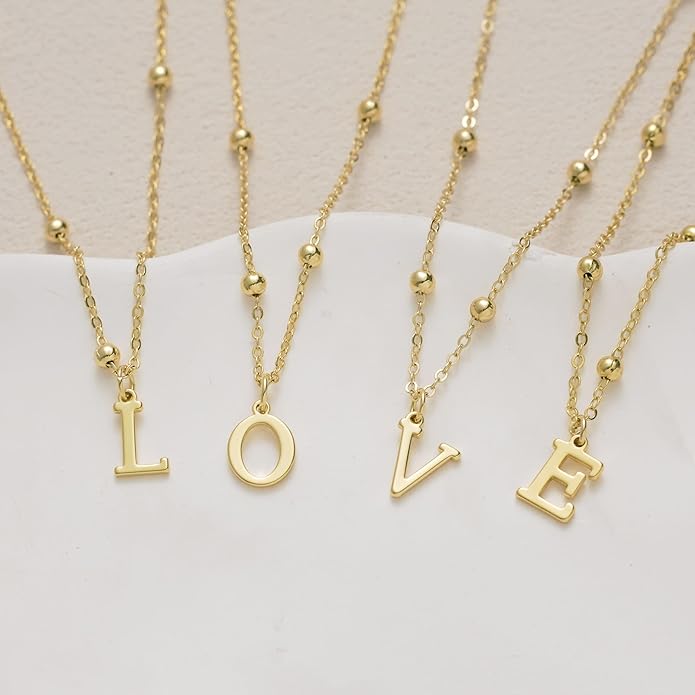 MDIEEL Initial Necklaces for Women Dainty 14k Gold Plated A-Z Letter Pendant Name Necklaces Cute Charm Choker Fashion Accessories Non Tarnish Trendy Jewelry Gift
