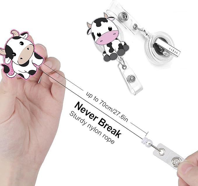 Highland Cow 2pack Badge Reels Retractable Funny Cute Badge Holder with Badge Reel ID Clip Name Tag Card Tag Card Badge Clip Acrylic Accessories Gifts Nurse