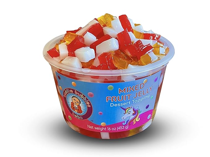 Premium Coconut Jelly Dessert Topping by Buddha Bubbles Boba (Rainbow Jelly)