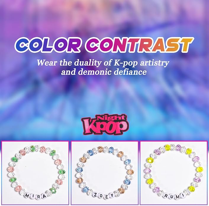 AICase for Korea-Pop Merch Gifts Toys Inspired Bracelets 3 Pcs Stackable Stretch Friendship Beaded Bracelets for Unique Merchandise Jewelry Gifts for Fans Women Men Stocking Stuffers_Crystal