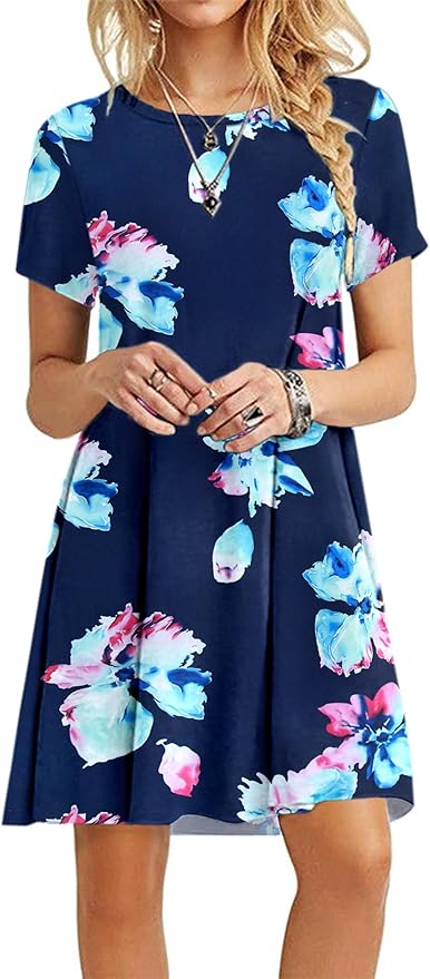 MOLERANI Women's Casual Plain Simple T-Shirt Loose Dress